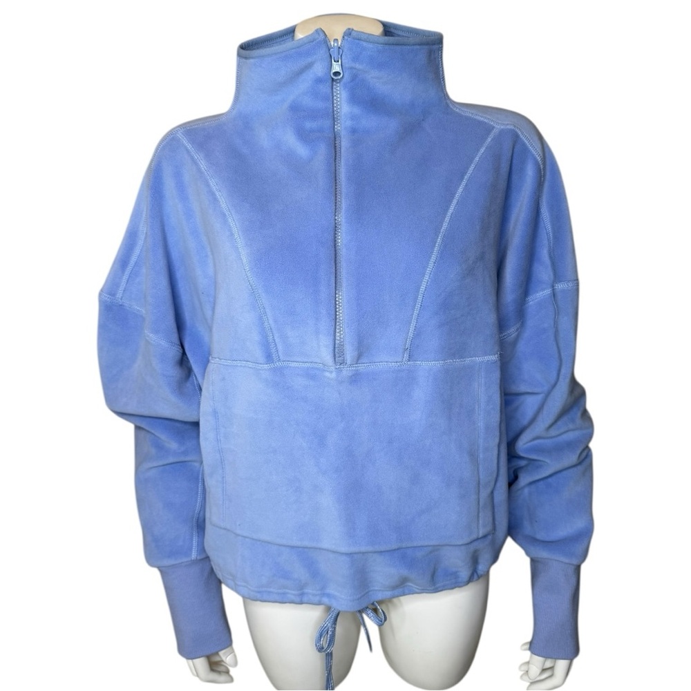 Zyia Active Fleece Half Zip Pullover Sweatshirt XL XXL Oversized Boxy Periwinkle